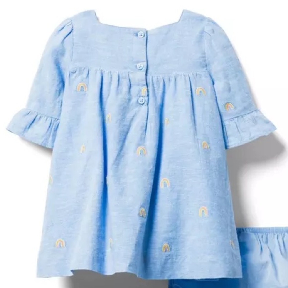 Janie And Jack Embroidered Rainbow Dress 12-18 M Flutter Sleeve Infant Toddler - Picture 4 of 4